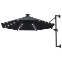  Parasol ścienny z LED, na metalowym słupku, 300 cm, antracytowy