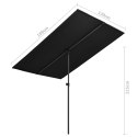  Parasol ogrodowy na słupku aluminiowym, 180x130 cm, czarny