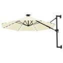  Parasol ścienny z LED, na metalowym słupku, 300 cm, piaskowy