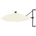  Parasol ścienny z LED, na metalowym słupku, 300 cm, piaskowy