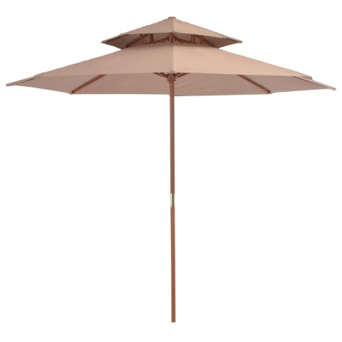  Parasol ogrodowy z podwójnym daszkiem, 270 cm, taupe