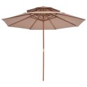  Parasol ogrodowy z podwójnym daszkiem, 270 cm, taupe