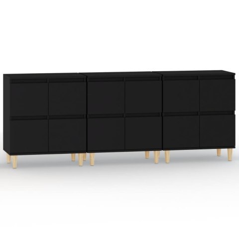 Komody, 3 szt., czarne, 60x35x70 cm, materiał drewnopochodny Komody, 3 szt., czarne, 60x35x70 cm, materiał drewnopochodny