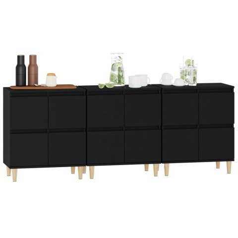 Komody, 3 szt., czarne, 60x35x70 cm, materiał drewnopochodny Komody, 3 szt., czarne, 60x35x70 cm, materiał drewnopochodny