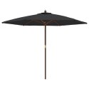  Parasol ogrodowy na drewnianym słupku, czarny, 299x240 cm