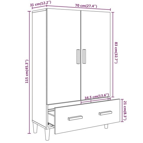 Szafka, czarna, 70x31x115 cm, materiał drewnopochodny Szafka, czarna, 70x31x115 cm, materiał drewnopochodny