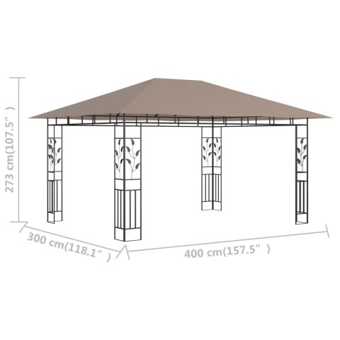 Altana ogrodowa z moskitierą, 4x3x2,73 m, kolor taupe, 180 g/m² Altana ogrodowa z moskitierą, 4x3x2,73 m, kolor taupe, 180 g/m²