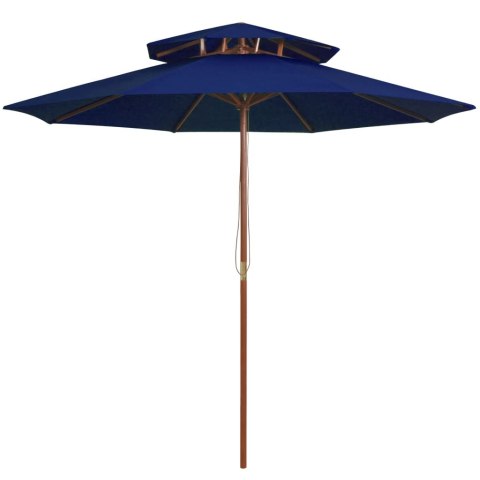  Parasol ogrodowy z dwupoziomową czaszą, niebieski, 270 cm