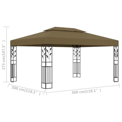 Altana z podwójnym dachem, 3x4 m, taupe, 180 g/m² Altana z podwójnym dachem, 3x4 m, taupe, 180 g/m²