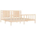  Rama łóżka z wezgłowiem, 200x200 cm, lite drewno