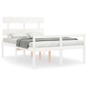  Rama łóżka z wezgłowiem, biała, 120x200 cm, lite drewno
