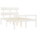  Rama łóżka z wezgłowiem, biała, 120x200 cm, lite drewno