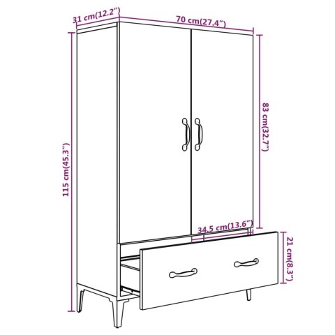 Szafka, czarna, 70x31x115 cm, materiał drewnopochodny Szafka, czarna, 70x31x115 cm, materiał drewnopochodny