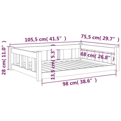 Legowisko dla psa, 105,5x75,5x28 cm, drewno sosnowe Legowisko dla psa, 105,5x75,5x28 cm, drewno sosnowe