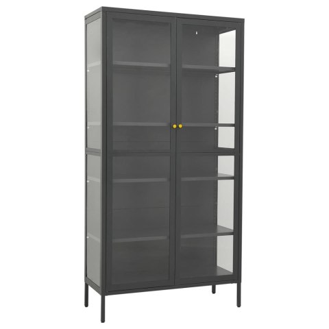 Witryna, antracytowa, 90x40x180 cm, stal i hartowane szkło Witryna, antracytowa, 90x40x180 cm, stal i hartowane szkło