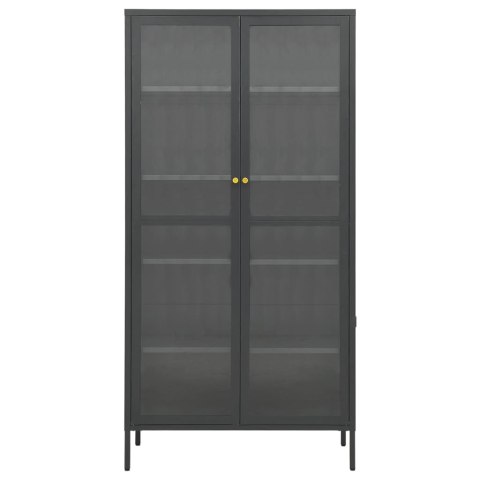 Witryna, antracytowa, 90x40x180 cm, stal i hartowane szkło Witryna, antracytowa, 90x40x180 cm, stal i hartowane szkło