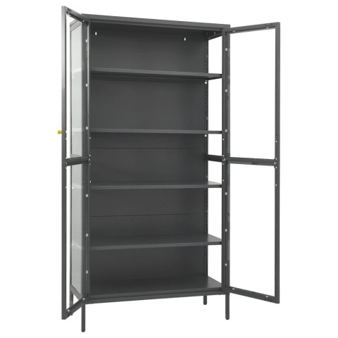 Witryna, antracytowa, 90x40x180 cm, stal i hartowane szkło Witryna, antracytowa, 90x40x180 cm, stal i hartowane szkło