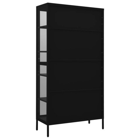 Witryna, czarna, 90x40x180 cm, stal i hartowane szkło Witryna, czarna, 90x40x180 cm, stal i hartowane szkło