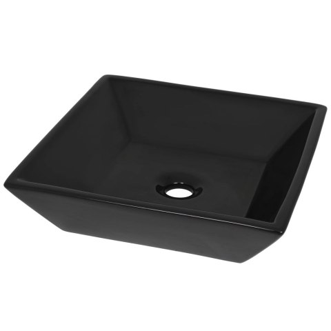 Umywalka ceramiczna, kwadratowa, 41,5 x 41,5 x 12 cm, czarna Umywalka ceramiczna, kwadratowa, 41,5 x 41,5 x 12 cm, czarna
