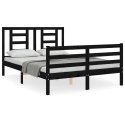  Rama łóżka z wezgłowiem, czarna, 120x200 cm, lite drewno