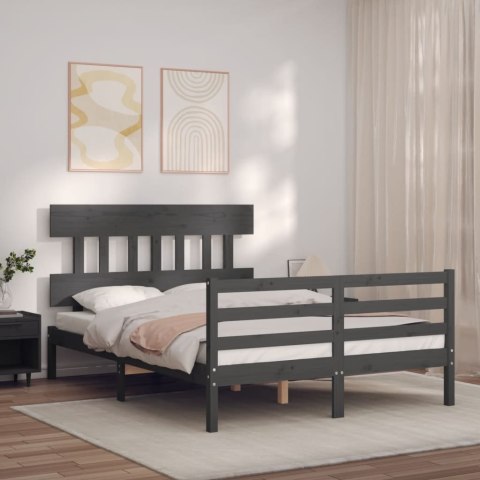  Rama łóżka z wezgłowiem, 140x190 cm, lite drewno