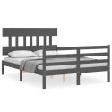  Rama łóżka z wezgłowiem, 140x190 cm, lite drewno