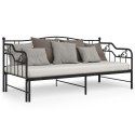  Sofa z wysuwaną ramą łóżka, czarna, metalowa, 90x200 cm