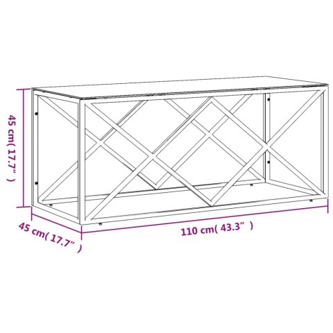 Stolik kawowy, 110x45x45 cm, stal nierdzewna i szkło Stolik kawowy, 110x45x45 cm, stal nierdzewna i szkło