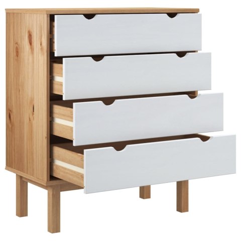 Komoda OTTA, brązowo-biała, 76,5x39,5x90 cm, drewno sosnowe Komoda OTTA, brązowo-biała, 76,5x39,5x90 cm, drewno sosnowe