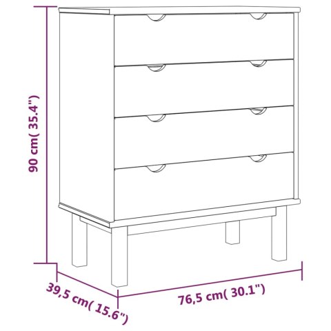 Komoda OTTA, brązowo-biała, 76,5x39,5x90 cm, drewno sosnowe Komoda OTTA, brązowo-biała, 76,5x39,5x90 cm, drewno sosnowe