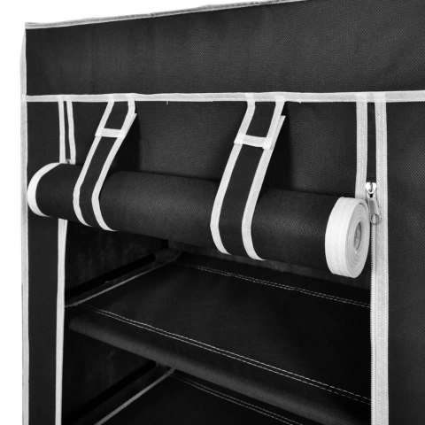 Półka na buty z materiału, czarna (58 x 28 x 106 cm). Półka na buty z materiału, czarna (58 x 28 x 106 cm).