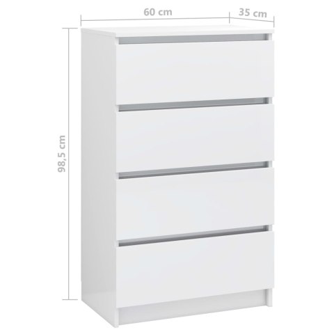 Komoda biała z połyskiem 60x35x98,5 cm, materiał drewnopochodny Komoda biała z połyskiem 60x35x98,5 cm, materiał drewnopochodny