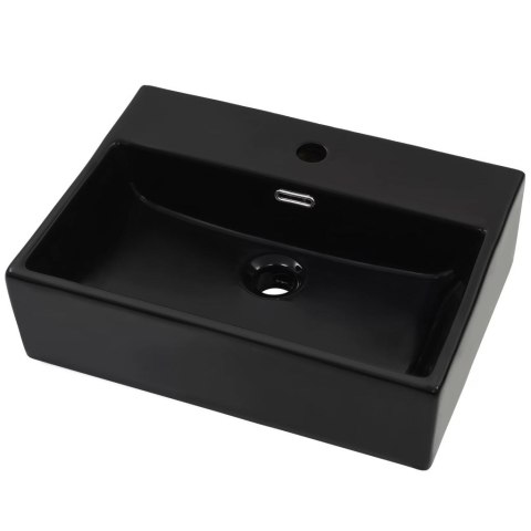 Umywalka ceramiczna z otworem na kran, 51,5x38,5x15 cm, czarna Umywalka ceramiczna z otworem na kran, 51,5x38,5x15 cm, czarna