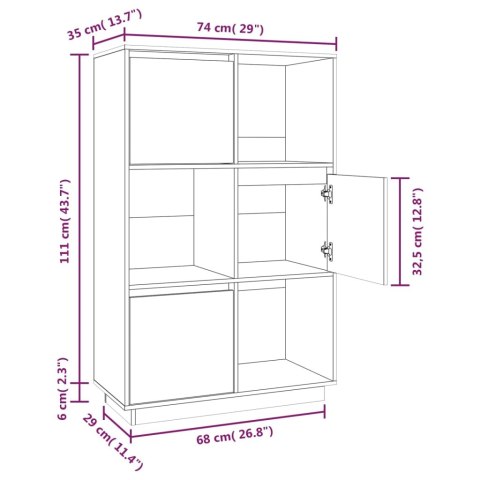 Wysoka szafka, 74x35x117 cm, lite drewno sosnowe Wysoka szafka, 74x35x117 cm, lite drewno sosnowe