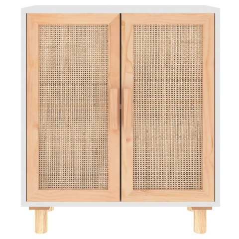 Kredens, biały, 60x30x70 cm, lita sosna i naturalny rattan Kredens, biały, 60x30x70 cm, lita sosna i naturalny rattan