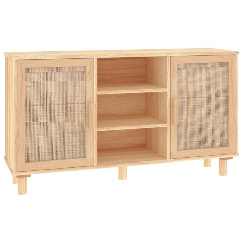 Kredens, brązowa, 105x30x60 cm, lita sosna i naturalny rattan Kredens, brązowa, 105x30x60 cm, lita sosna i naturalny rattan