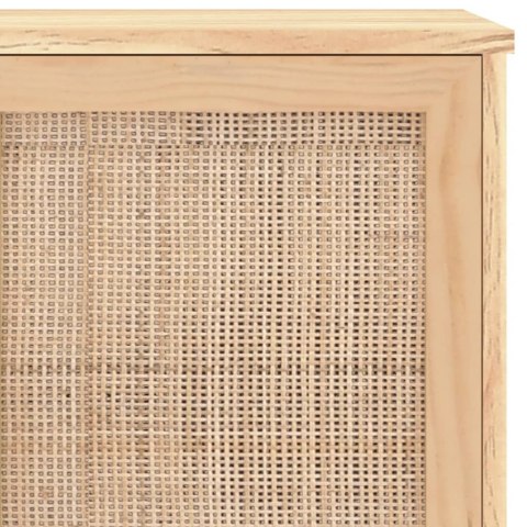 Kredens, brązowa, 105x30x60 cm, lita sosna i naturalny rattan Kredens, brązowa, 105x30x60 cm, lita sosna i naturalny rattan