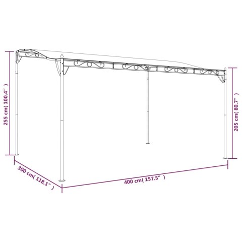 Zadaszenie, antracytowe, 4x3 m, 180 g/m², tkanina i stal Zadaszenie, antracytowe, 4x3 m, 180 g/m², tkanina i stal