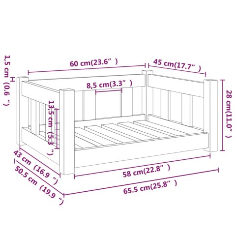Legowisko dla psa, 65,5x50,5x28 cm, lite drewno sosnowe Legowisko dla psa, 65,5x50,5x28 cm, lite drewno sosnowe