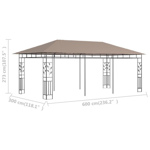 Altana ogrodowa z moskitierą, 6x3x2,73 m, kolor taupe, 180 g/m² Altana ogrodowa z moskitierą, 6x3x2,73 m, kolor taupe, 180 g/m²