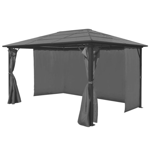 Altana ogrodowa z zasłonami, antracytowa, aluminium, 400x300 cm Altana ogrodowa z zasłonami, antracytowa, aluminium, 400x300 cm