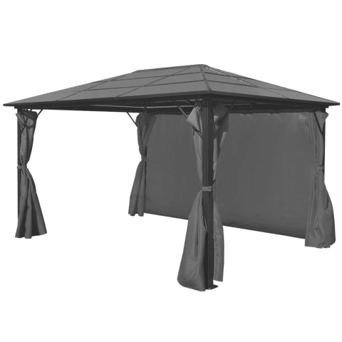 Altana ogrodowa z zasłonami, antracytowa, aluminium, 400x300 cm Altana ogrodowa z zasłonami, antracytowa, aluminium, 400x300 cm