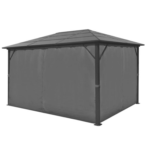 Altana ogrodowa z zasłonami, antracytowa, aluminium, 400x300 cm Altana ogrodowa z zasłonami, antracytowa, aluminium, 400x300 cm