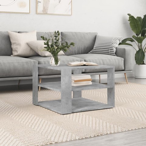 Stolik kawowy ława otwarte półki szary beton 59,5x59,5x40 cm Stolik kawowy ława otwarte półki szary beton 59,5x59,5x40 cm