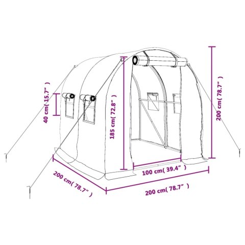 Szklarnia ze stalową ramą, biała, 4 m², 2x2x2 m Szklarnia ze stalową ramą, biała, 4 m², 2x2x2 m