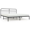  Metalowa rama łóżka z wezgłowiem, czarna, 200x200 cm