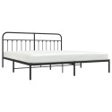  Metalowa rama łóżka z wezgłowiem, czarna, 200x200 cm