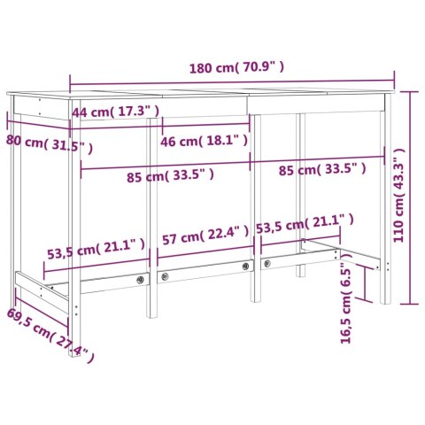Stolik barowy, 180x80x110 cm, lite drewno sosnowe Stolik barowy, 180x80x110 cm, lite drewno sosnowe