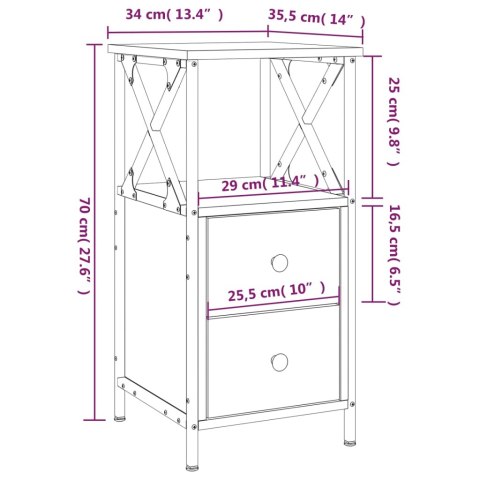 Szafki nocne, 2 szt., czarne, 34x35,5x70 cm Szafki nocne, 2 szt., czarne, 34x35,5x70 cm