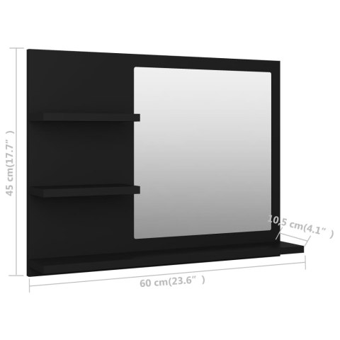 Lustro łazienkowe, czarne, 60x10,5x45 cm, płyta wiórowa Lustro łazienkowe, czarne, 60x10,5x45 cm, płyta wiórowa